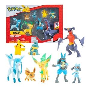 Pokemon Battle Figures 8 Pack Set Pikachu Eevee Lucario Leafeon Glaceon Garchomp